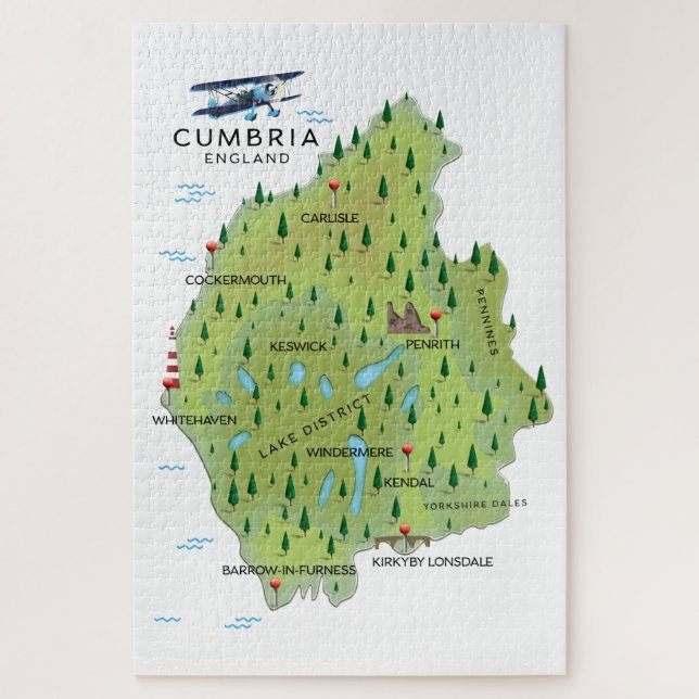 Cumbria England Map travel poster. Jigsaw Puzzle (Vertical)