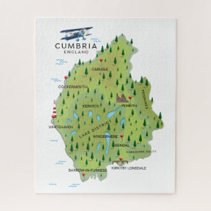 Cumbria England Map travel poster. Jigsaw Puzzle