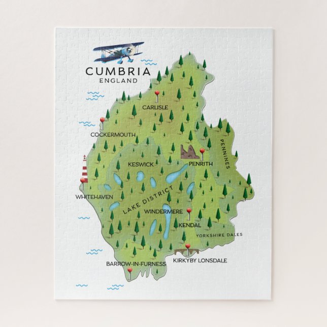 Cumbria England Map travel poster. Jigsaw Puzzle (Vertical)