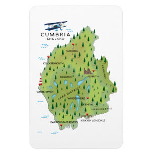Cumbria England Map travel poster. Magnet