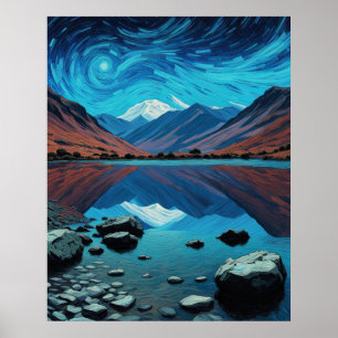 Cumbrian Hills & Mountains, Lakes, Van Gogh Sky Poster