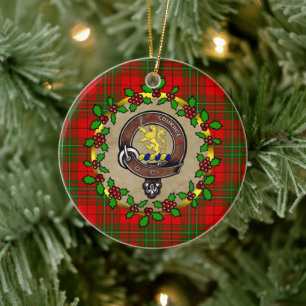 Cumming Clan Badge & Tartan Personalised Xmas Ceramic Ornament