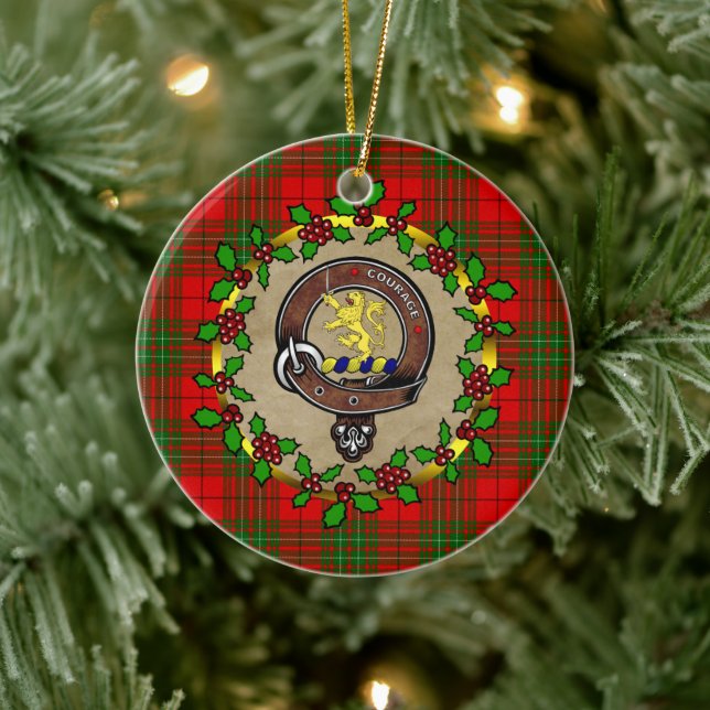 Cumming Clan Badge & Tartan Personalised Xmas Ceramic Ornament (Tree)