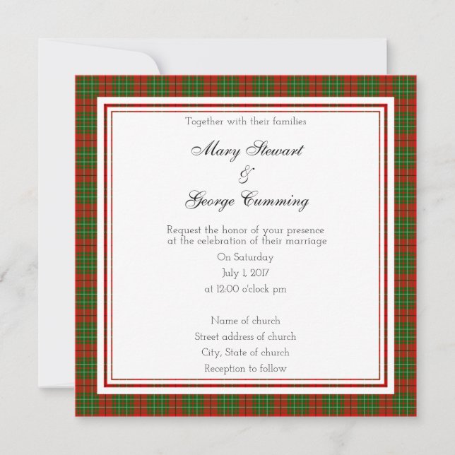 Cumming Scottish Wedding Square Invitation (Front)