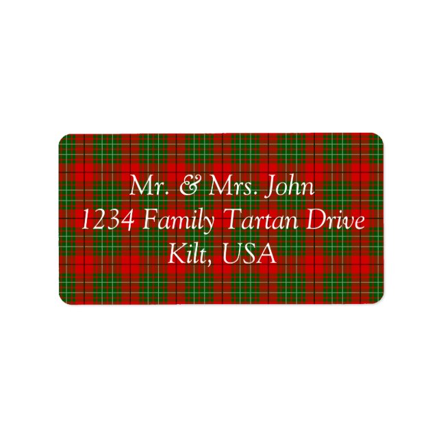 Cumming Tartan Label (Front)