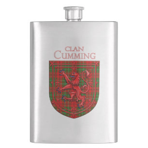 Cumming Tartan Scottish Plaid Lion Rampant Hip Flask