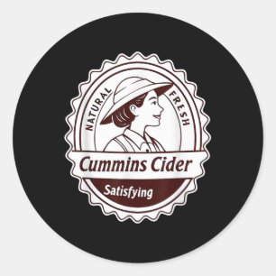 Cummins Cider Shirt - Funny Joke Novelty Gag Gift  Classic Round Sticker