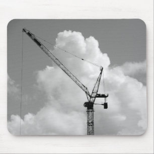 Cumulonimbus Crane - Black and White Mouse Pad