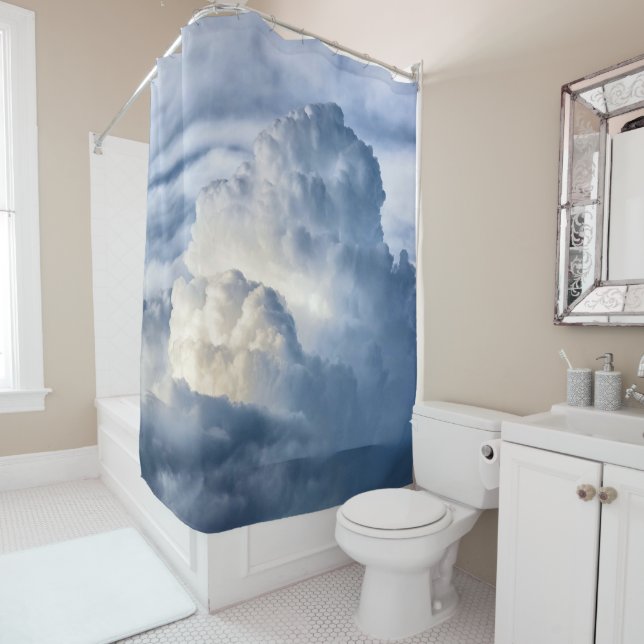 Cumulus Cloud Group Shower Curtain (In Situ)