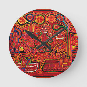 Cuna Indian Men in Cayucos Round Clock