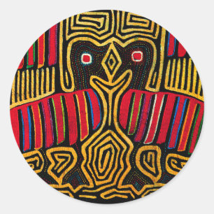 Cuna Indian Mola Duck Design Classic Round Sticker