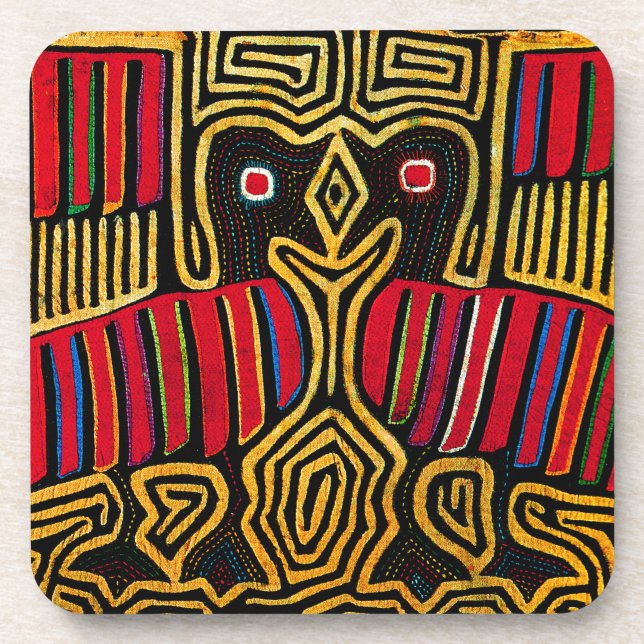 Cuna Indian Mola Duck Design Coaster (Front)