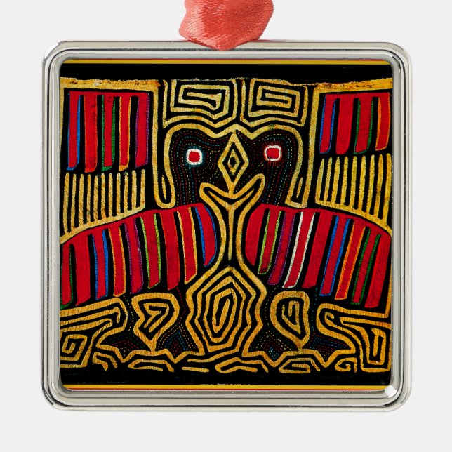 Cuna Indian Mola Duck Design Metal Tree Decoration (Front)