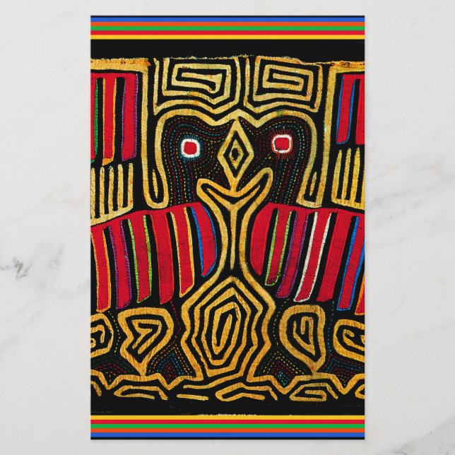 Cuna Indian Mola Duck Design Stationery (Front)