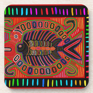 Cuna Indian Mola Flying Fish Coaster