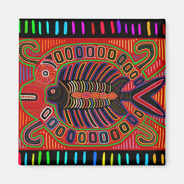 Cuna Indian Mola Flying Fish Magnet (Front)