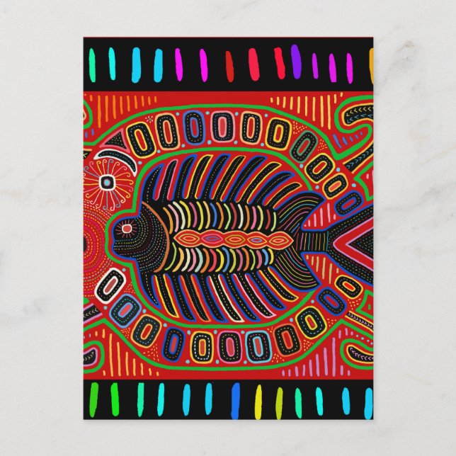 Cuna Indian Mola Flying Fish Postcard (Front)