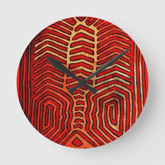 Cuna Indian Tribal Lobster Skeleton Round Clock (Front)