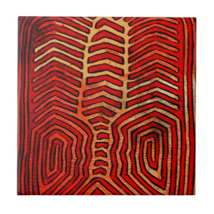 Cuna Indian Tribal Lobster Skeleton Tile