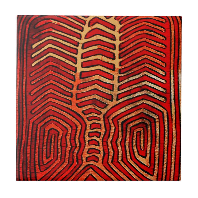 Cuna Indian Tribal Lobster Skeleton Tile (Front)