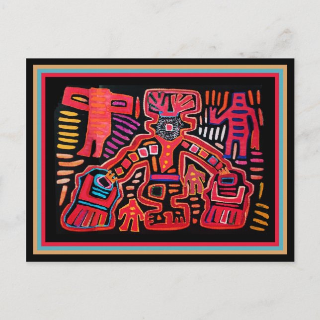 Cuna Indian Tribal Shaman With Fans Postcard (Front)