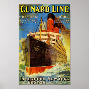 Cunard Line ~ Carmania and Caronia Poster