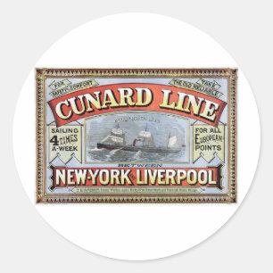 Cunard Line New York Liverpool Poster Classic Round Sticker