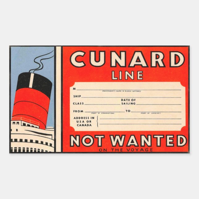 CUNARD Line Rectangular Sticker (Front)