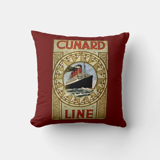 Cunard Line Vintage Cruise Line Advertisement Cushion (Front)