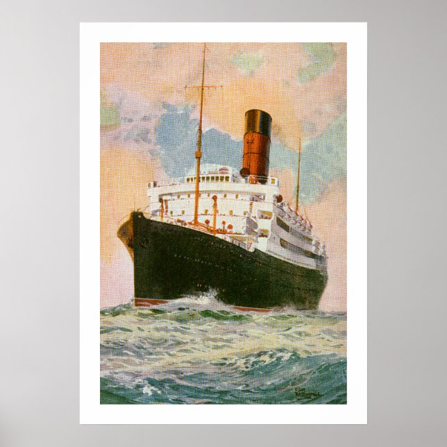 Cunard Liner Ascania at Sea Poster (Front)