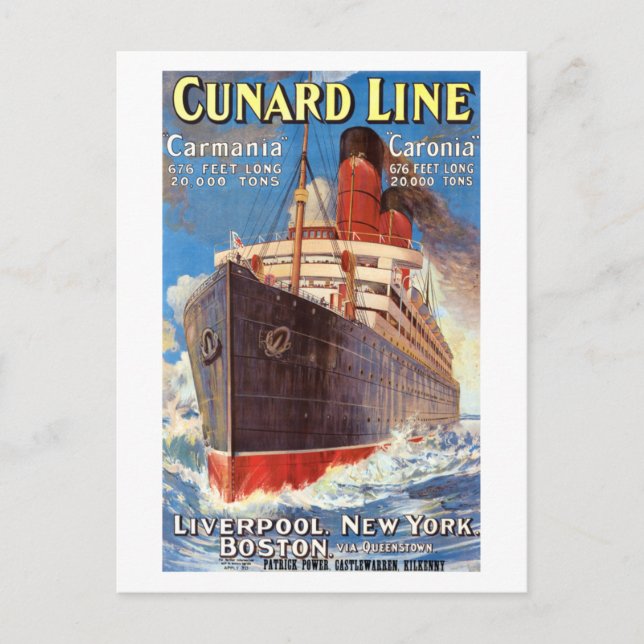 CUNARD OCEAN LINER HAMBURG NEW YORK POSTER POSTCAR POSTCARD (Front)