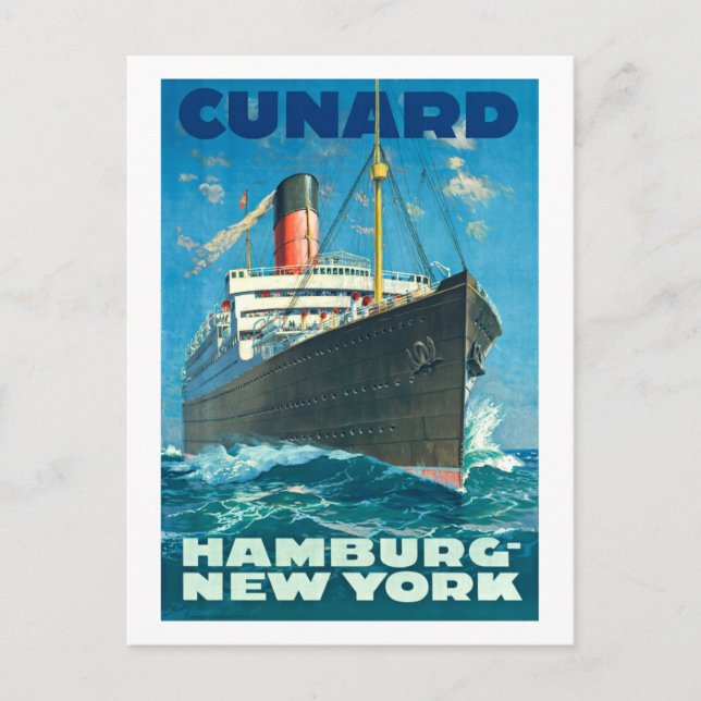CUNARD OCEAN LINER HAMBURG NEW YORK POSTER POSTCARD (Front)