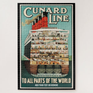 Cunard ocean liner luxury steamship retro poster, jigsaw puzzle