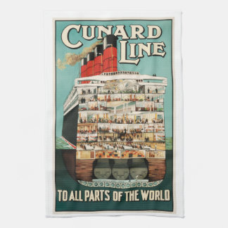 Cunard ocean liner steamship luxury ship poster, tea towel