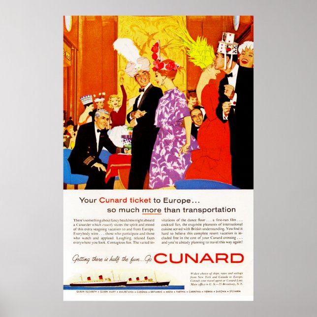 Cunard Queens Party Ad Poster (Front)