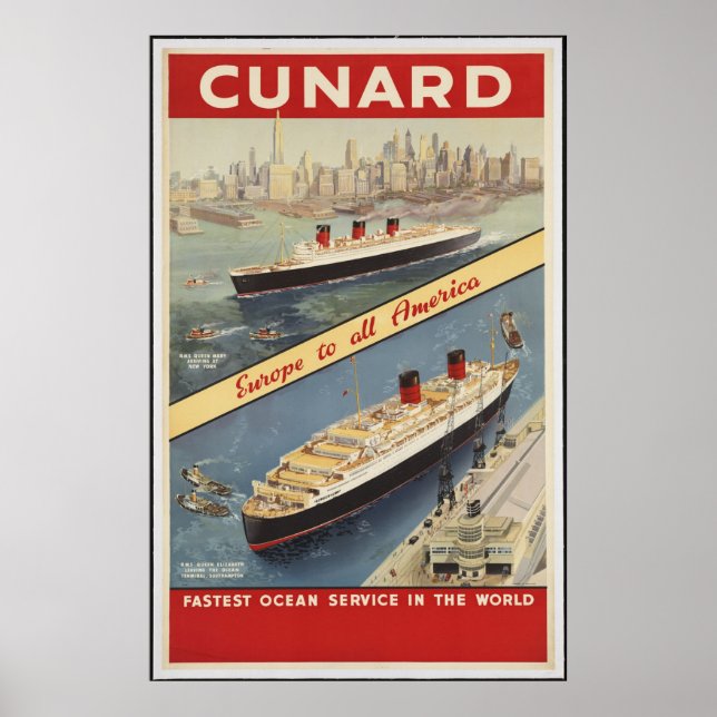Cunard Vintage Travel Poster Ad Retro Prints (Front)