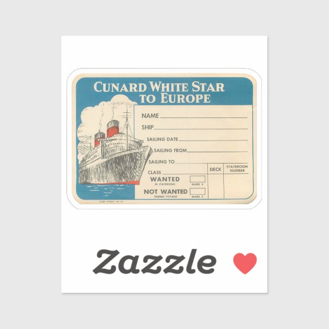 Cunard - White Star Vintage Luggage Label (Sheet)