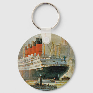 Cunarder at New York Key Ring