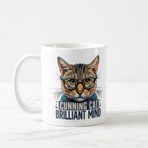 Cunning Cat Brilliant Mind cat with glasses Coffee Mug