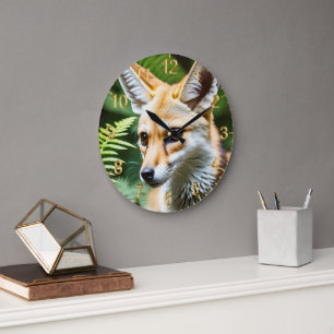 Cunning Fennec Fox, Large Clock