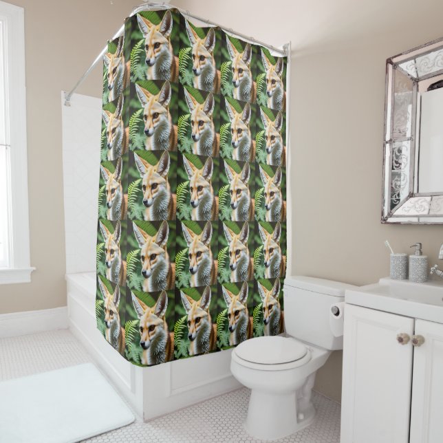Cunning Fennec Fox, Shower Curtain (In Situ)