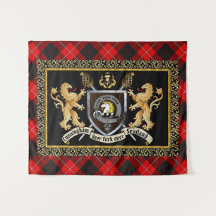 Cunningham Clan Badge & Motto w/Lions  Tapestry