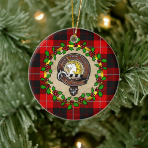 Cunningham Clan Badge & Tartan Personalised Xmas Ceramic Ornament