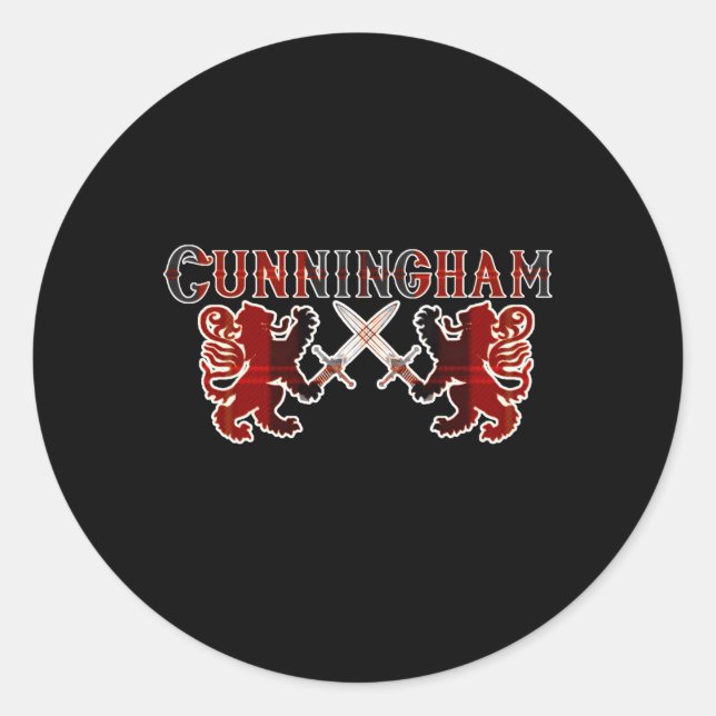 Cunningham Clan Scottish Family Kilt Tan Lion Classic Round Sticker (Front)