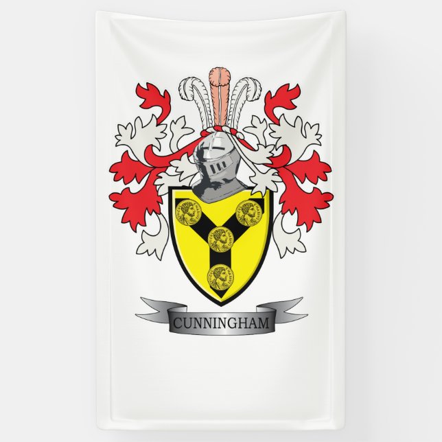 Cunningham Family Crest Coat of Arms Banner (Vertical)