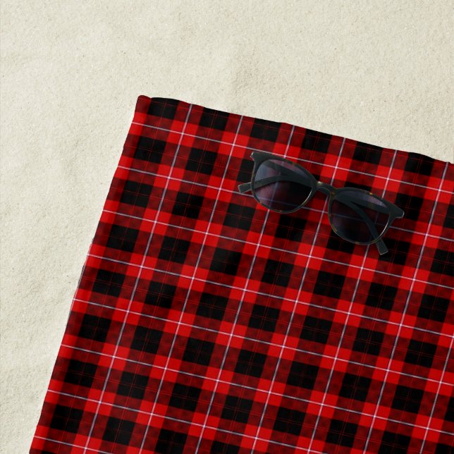 Cunningham Tartan Red Black Plaid Beach Towel (In Situ)