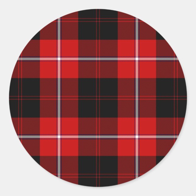 Cunningham Tartan Red Black Plaid Classic Round Sticker (Front)