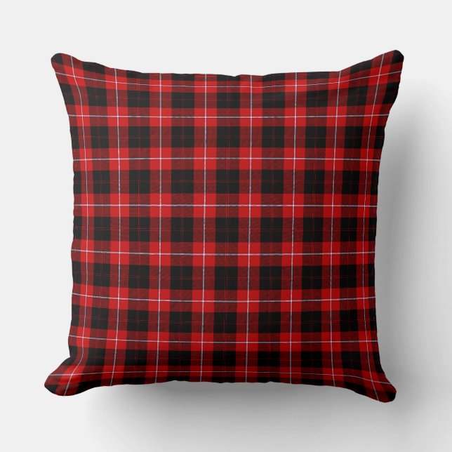 Cunningham Tartan Red Black Plaid Cushion (Front)