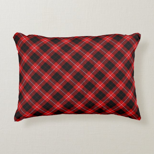 Cunningham Tartan Red Black Plaid Decorative Cushion (Front)