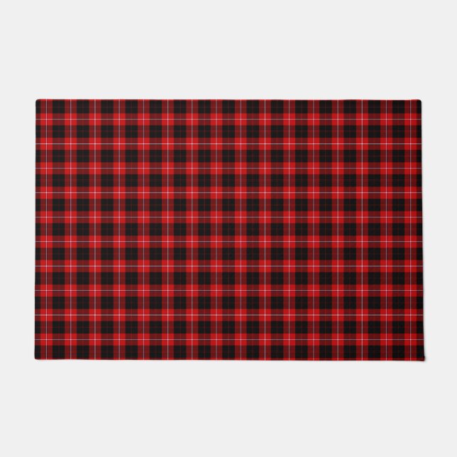 Cunningham Tartan Red Black Plaid Doormat (Front)